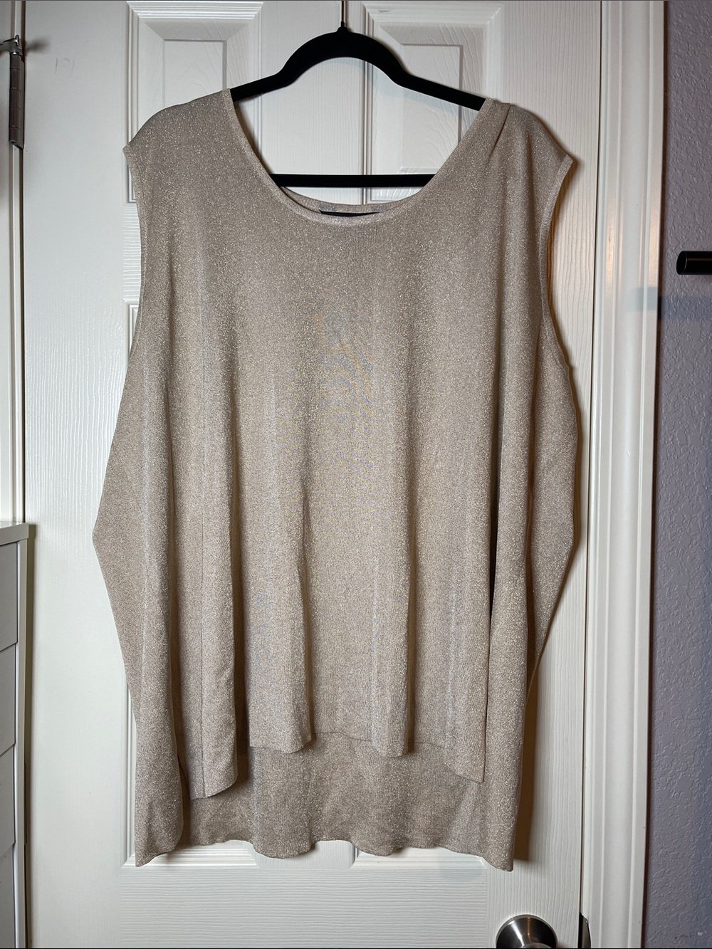 Ming Wang Shimmery Cream Sleeveless Knit Top